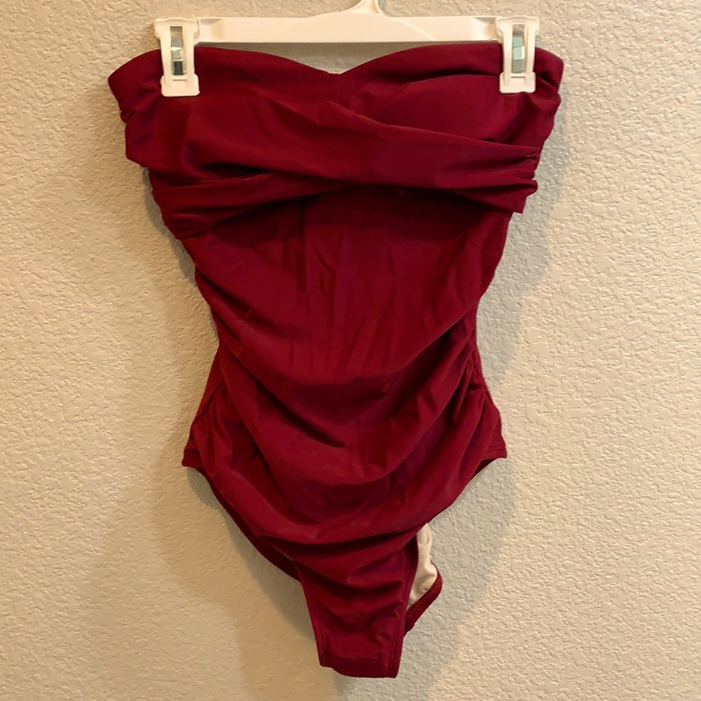 Burgandy One Pc swim suit